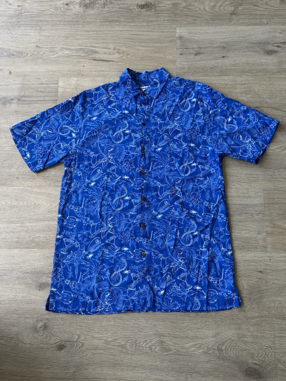 Margaritaville Ode to Jimmy Short Sleeve Shirt Mens M Blue
